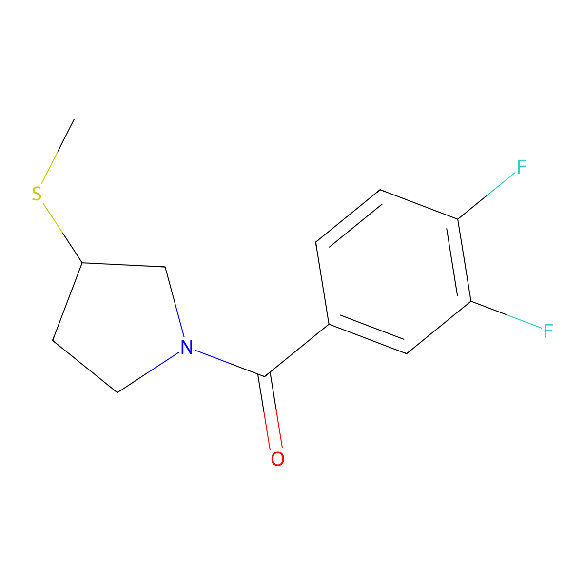 (3,4-Difluorophenyl)(3-(methylthio)pyrrolidin-1-yl)methanone molecular structure, CAS 1797611-83-6