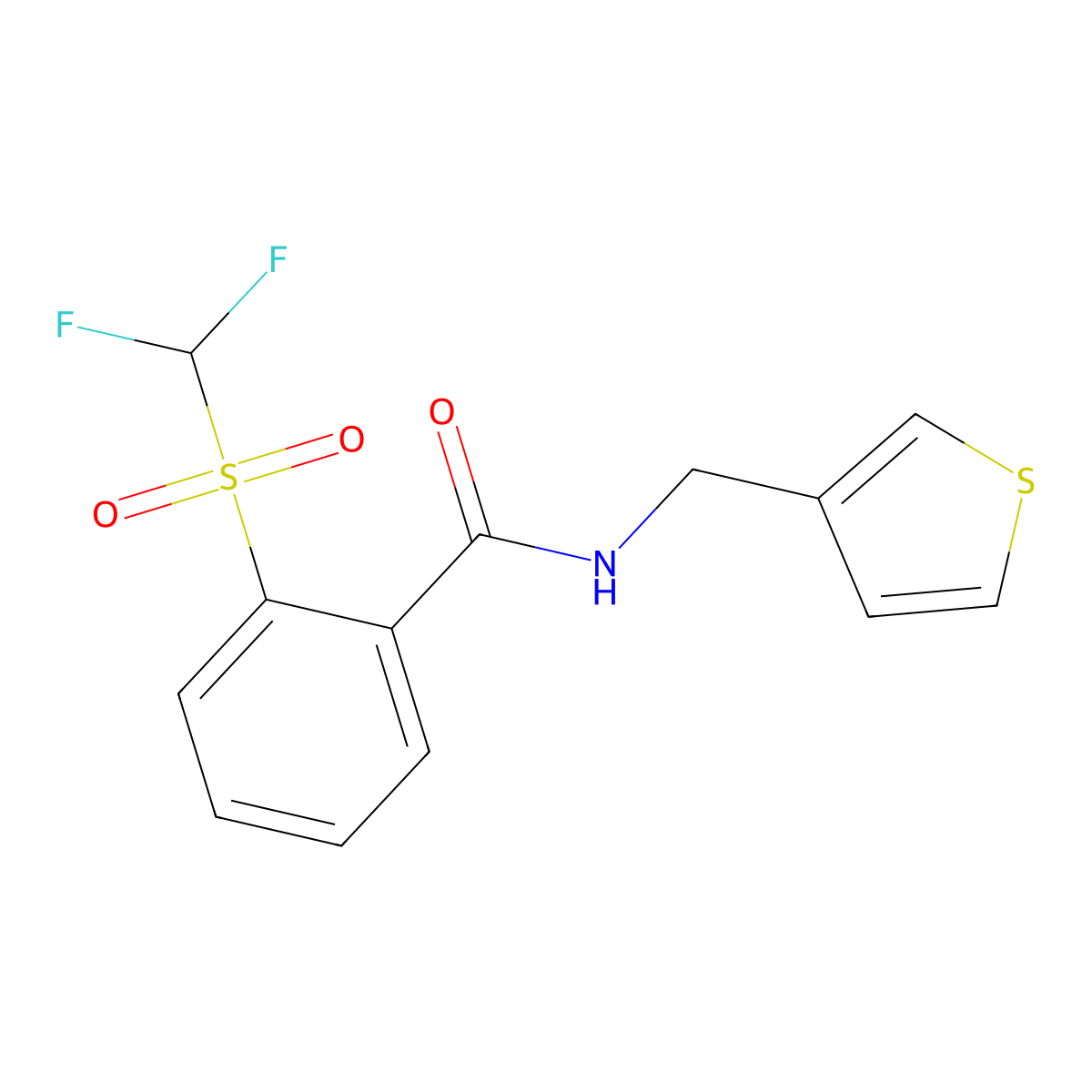 2-((difluoromethyl)sulfonyl)-N-(thiophen-3-ylmethyl)benzamide molecular structure, CAS 1797612-87-3
