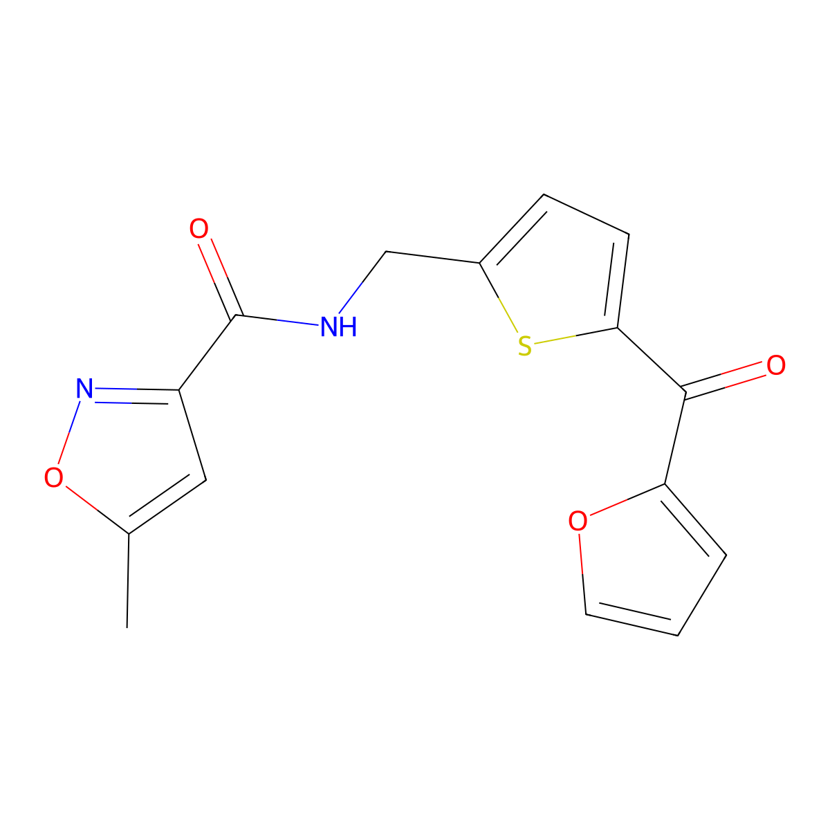 N-((5-(furan-2-carbonyl)thiophen-2-yl)methyl)-5-methylisoxazole-3-carboxamide molecular structure, CAS 1797612-97-5