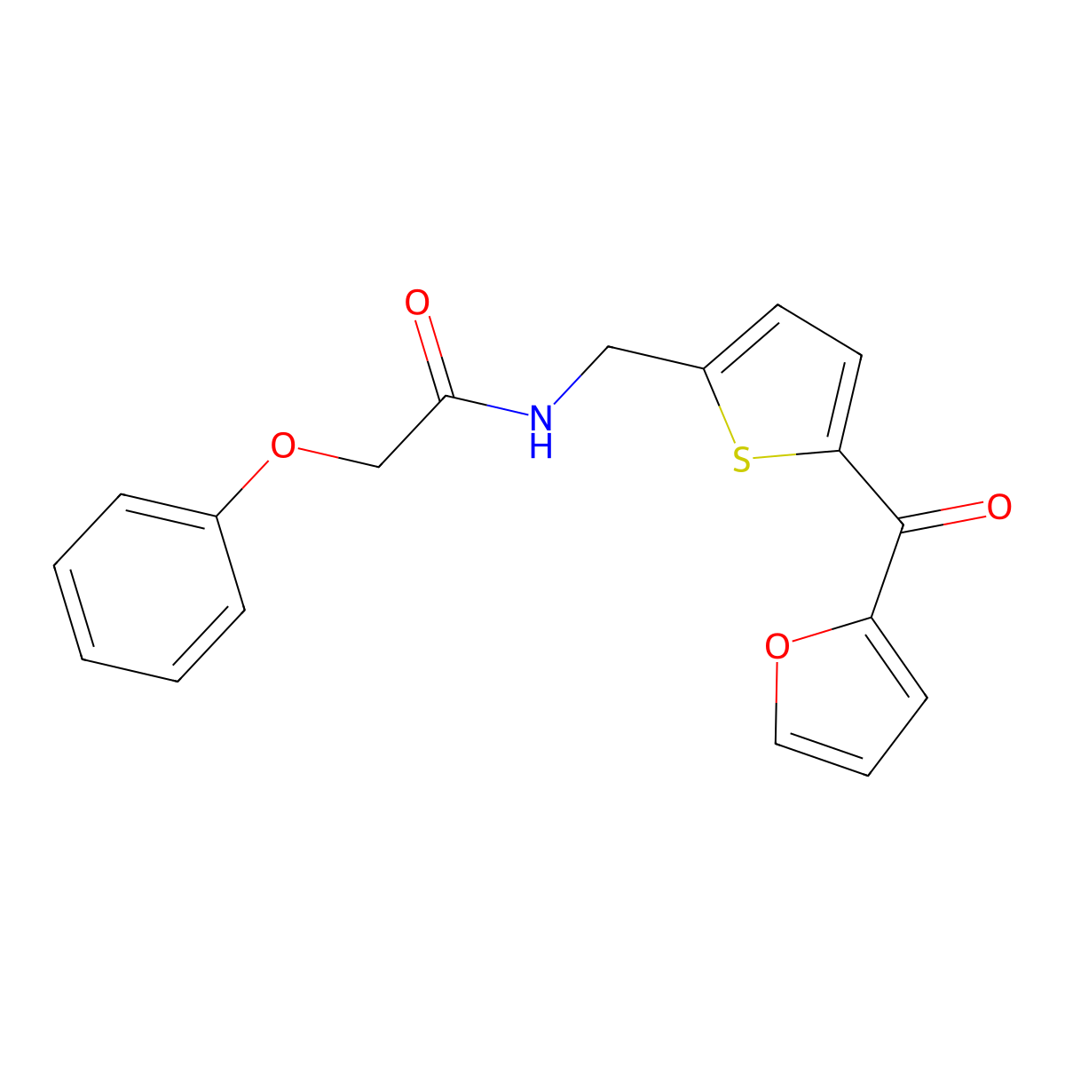 N-((5-(furan-2-carbonyl)thiophen-2-yl)methyl)-2-phenoxyacetamide molecular structure, CAS 1797613-11-6