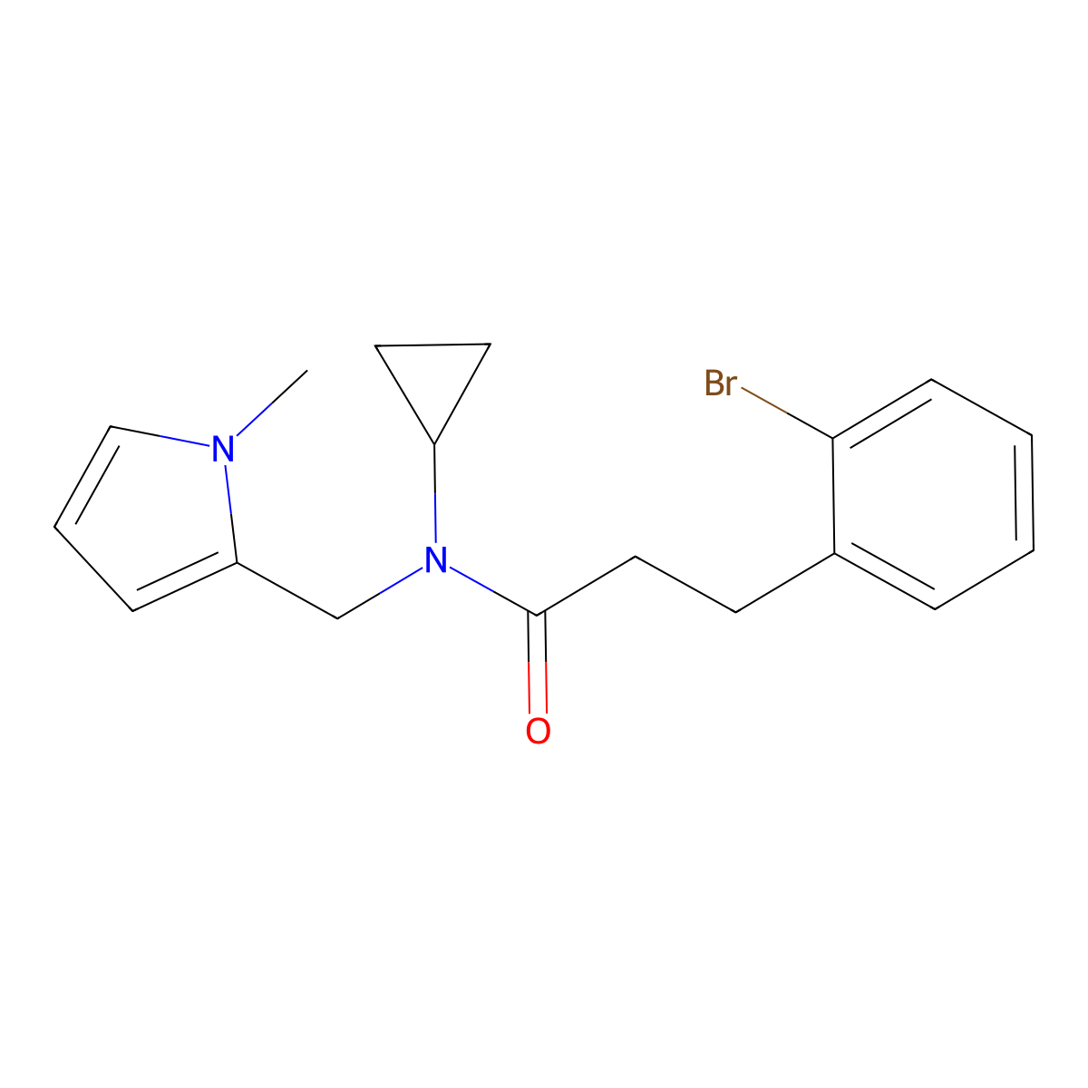 3-(2-bromophenyl)-N-cyclopropyl-N-((1-methyl-1H-pyrrol-2-yl)methyl)propanamide molecular structure, CAS 1797613-13-8