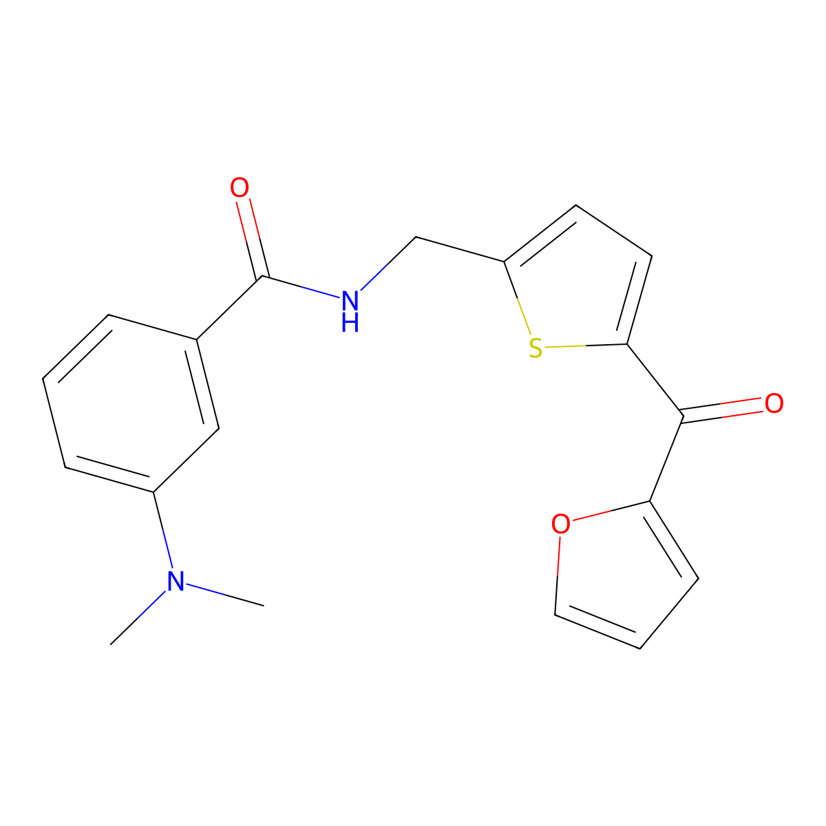 3-(dimethylamino)-N-{[5-(furan-2-carbonyl)thiophen-2-yl]methyl}benzamide molecular structure, CAS 1797613-26-3
