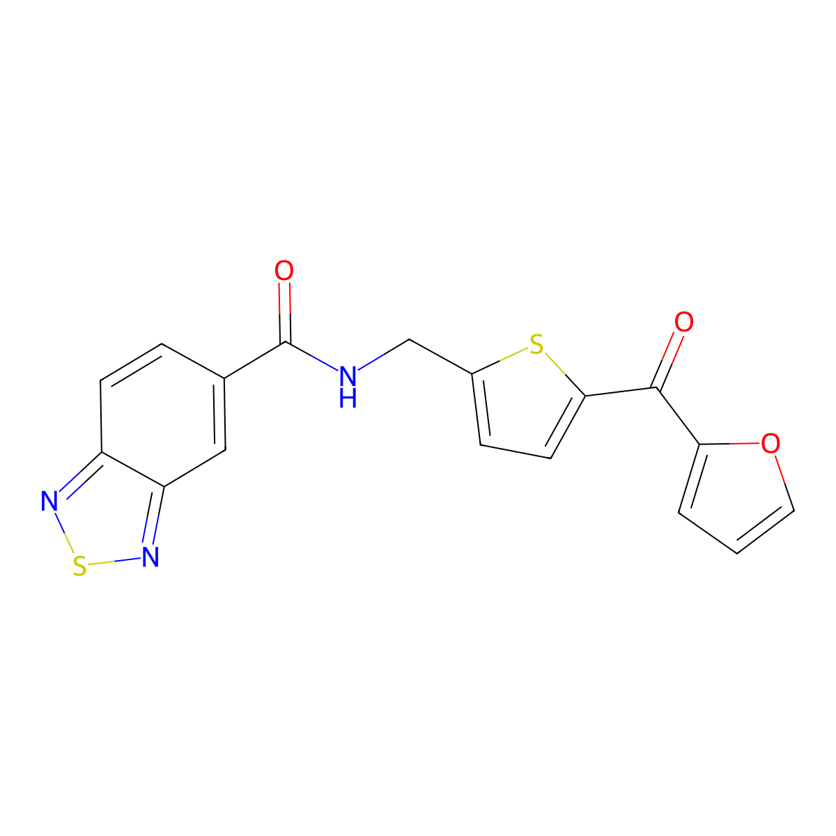 N-((5-(furan-2-carbonyl)thiophen-2-yl)methyl)benzo[c][1,2,5]thiadiazole-5-carboxamide molecular structure, CAS 1797613-30-9
