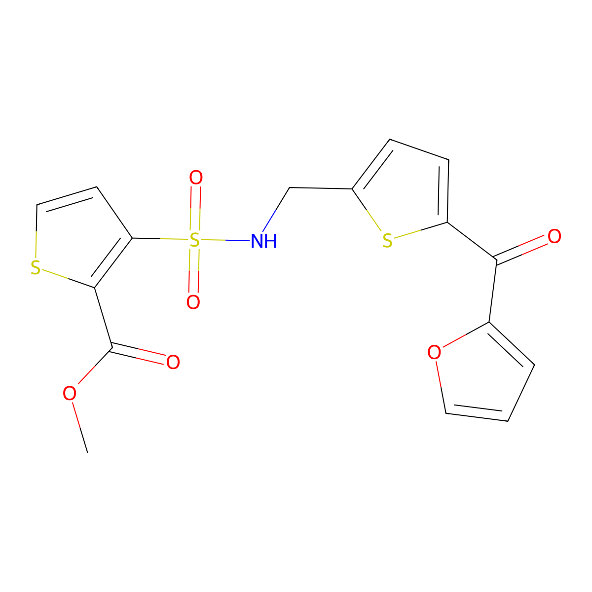 methyl 3-(N-((5-(furan-2-carbonyl)thiophen-2-yl)methyl)sulfamoyl)thiophene-2-carboxylate molecular structure, CAS 1797613-50-3