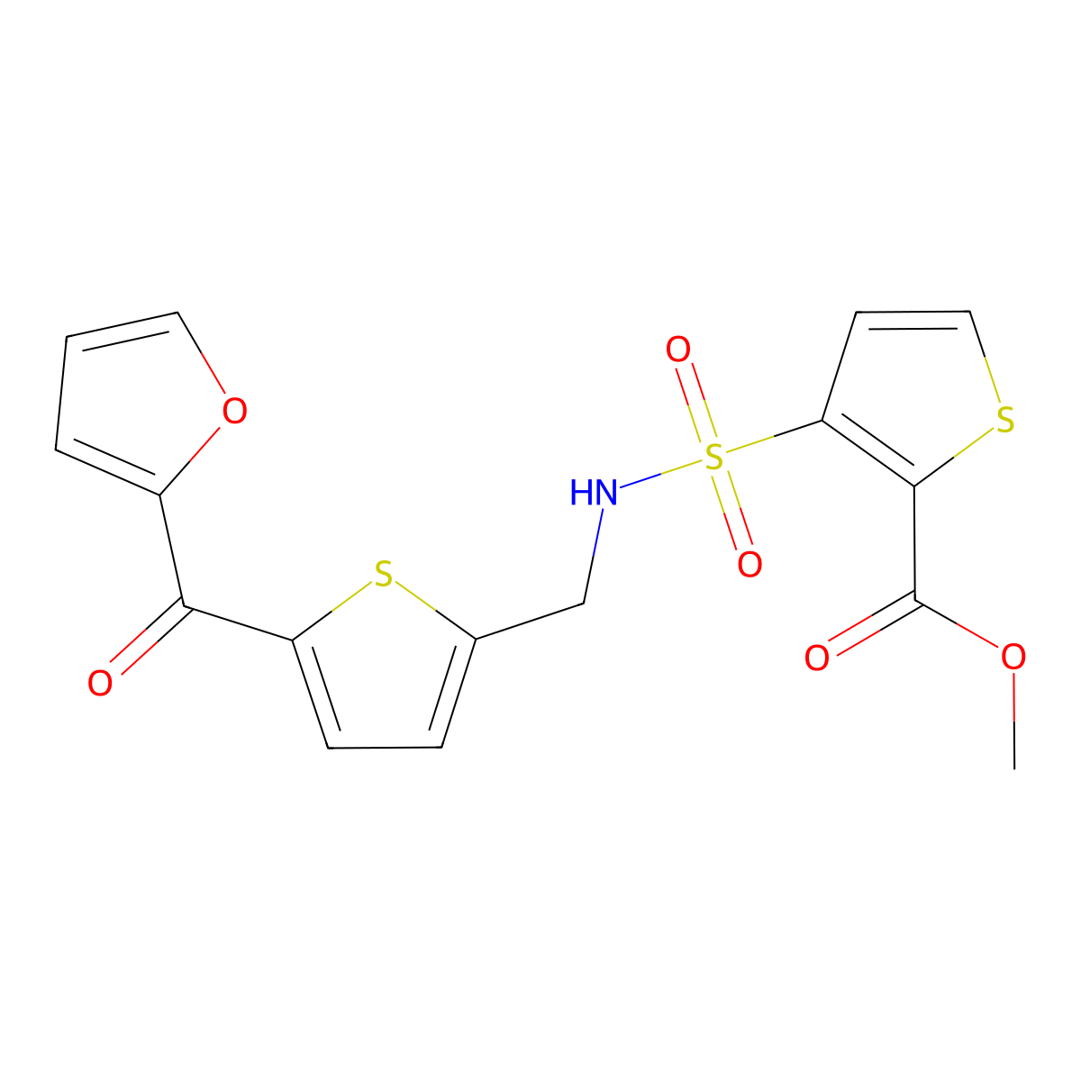 methyl 3-(N-((5-(furan-2-carbonyl)thiophen-2-yl)methyl)sulfamoyl)thiophene-2-carboxylate molecular structure, CAS 1797613-50-3