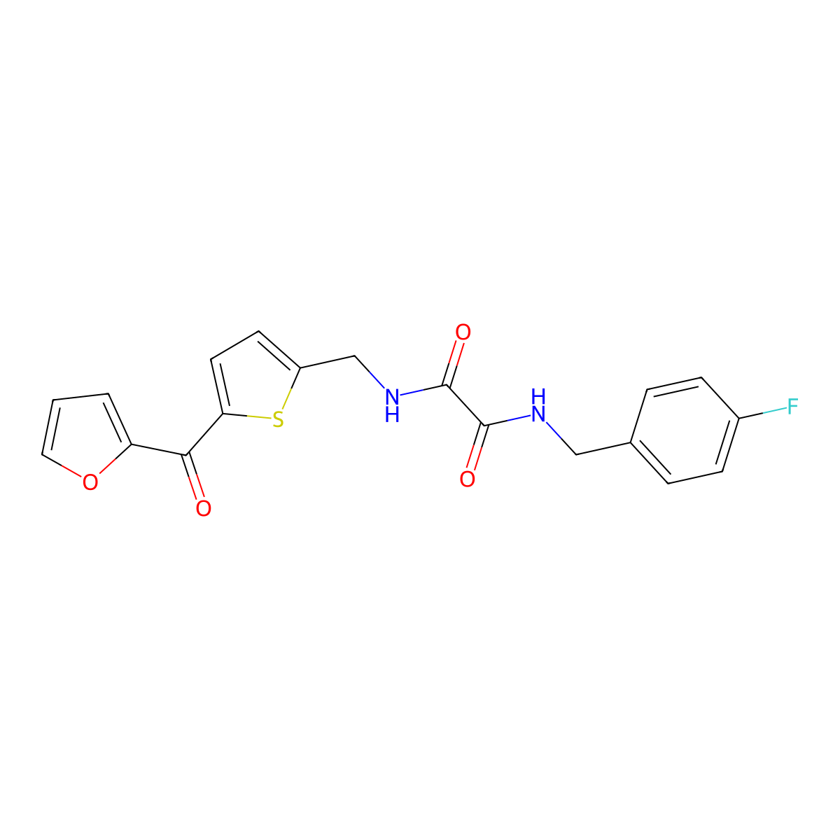 N1-(4-fluorobenzyl)-N2-((5-(furan-2-carbonyl)thiophen-2-yl)methyl)oxalamide molecular structure, CAS 1797613-61-6