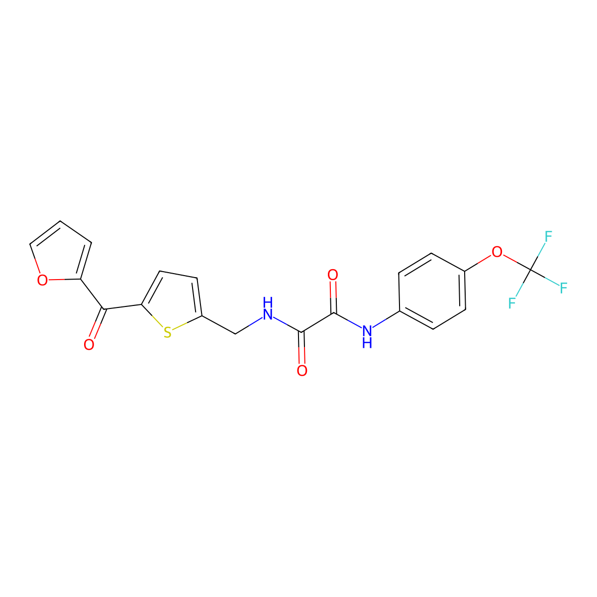 N1-((5-(furan-2-carbonyl)thiophen-2-yl)methyl)-N2-(4-(trifluoromethoxy)phenyl)oxalamide molecular structure, CAS 1797613-77-4