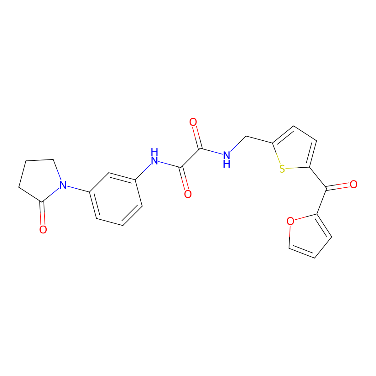 N1-((5-(furan-2-carbonyl)thiophen-2-yl)methyl)-N2-(3-(2-oxopyrrolidin-1-yl)phenyl)oxalamide molecular structure, CAS 1797613-89-8