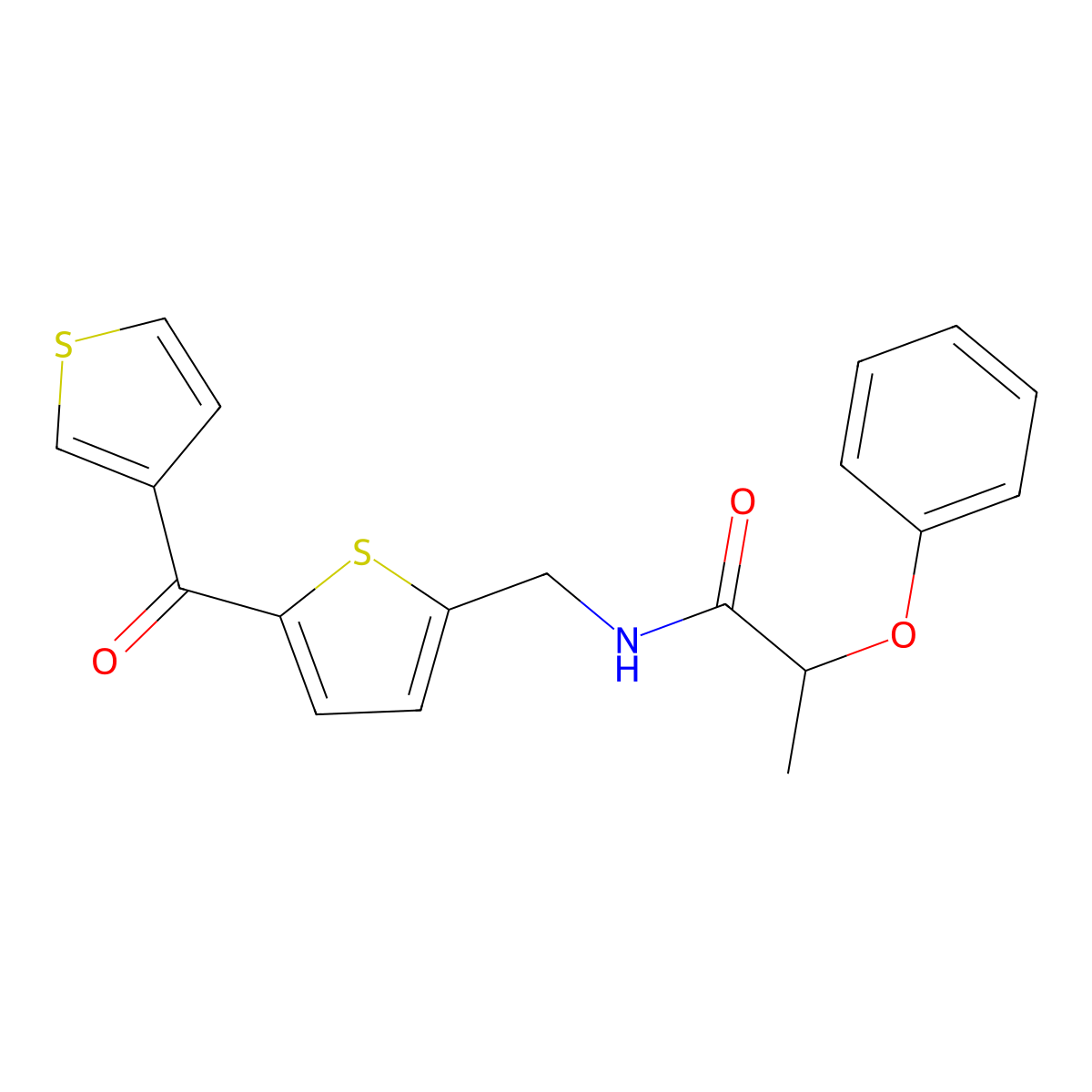 2-phenoxy-N-((5-(thiophene-3-carbonyl)thiophen-2-yl)methyl)propanamide molecular structure, CAS 1797614-31-3