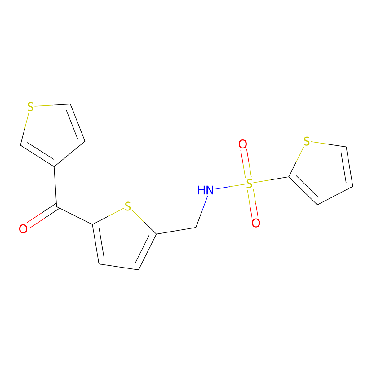 N-((5-(thiophene-3-carbonyl)thiophen-2-yl)methyl)thiophene-2-sulfonamide molecular structure, CAS 1797614-50-6
