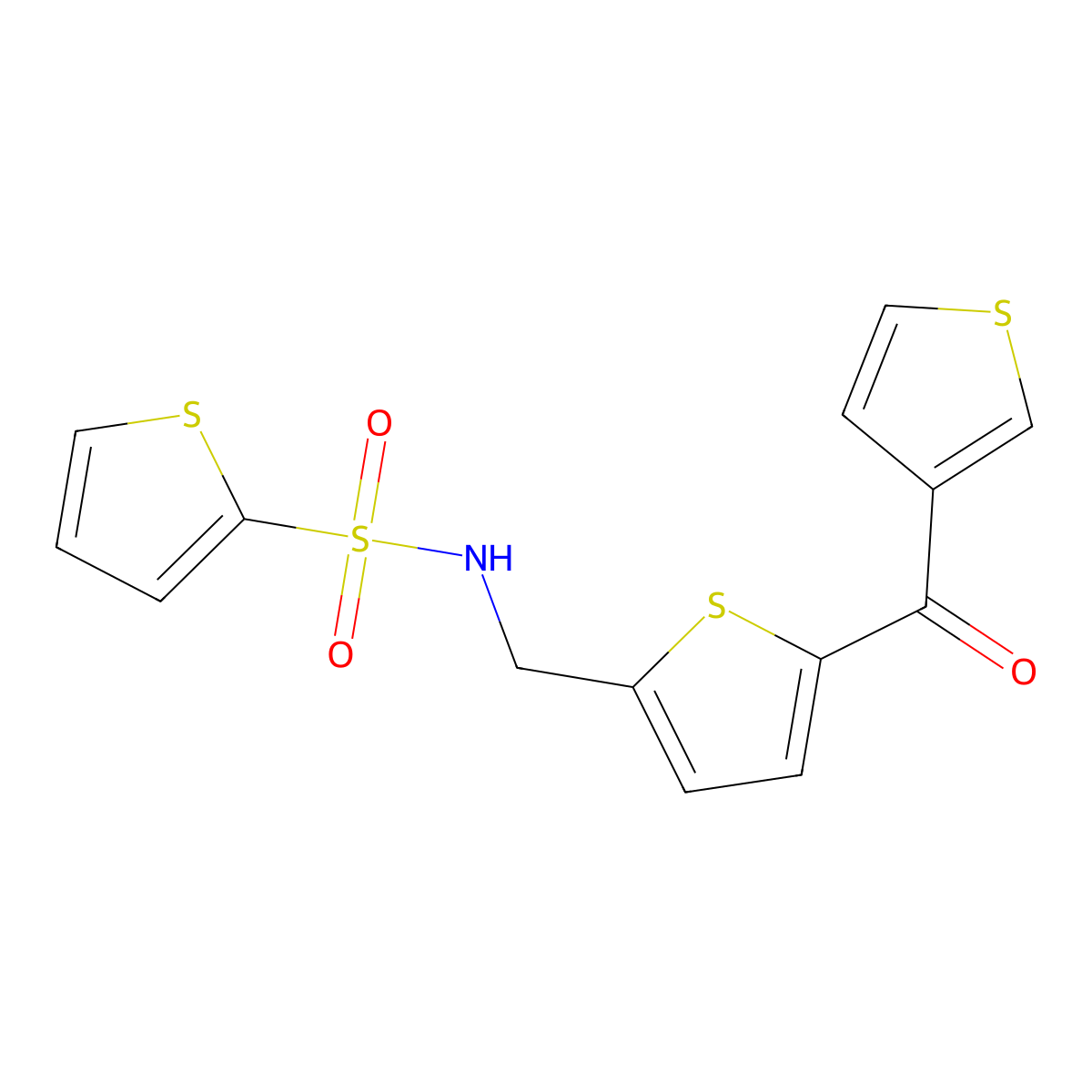 N-((5-(thiophene-3-carbonyl)thiophen-2-yl)methyl)thiophene-2-sulfonamide molecular structure, CAS 1797614-50-6