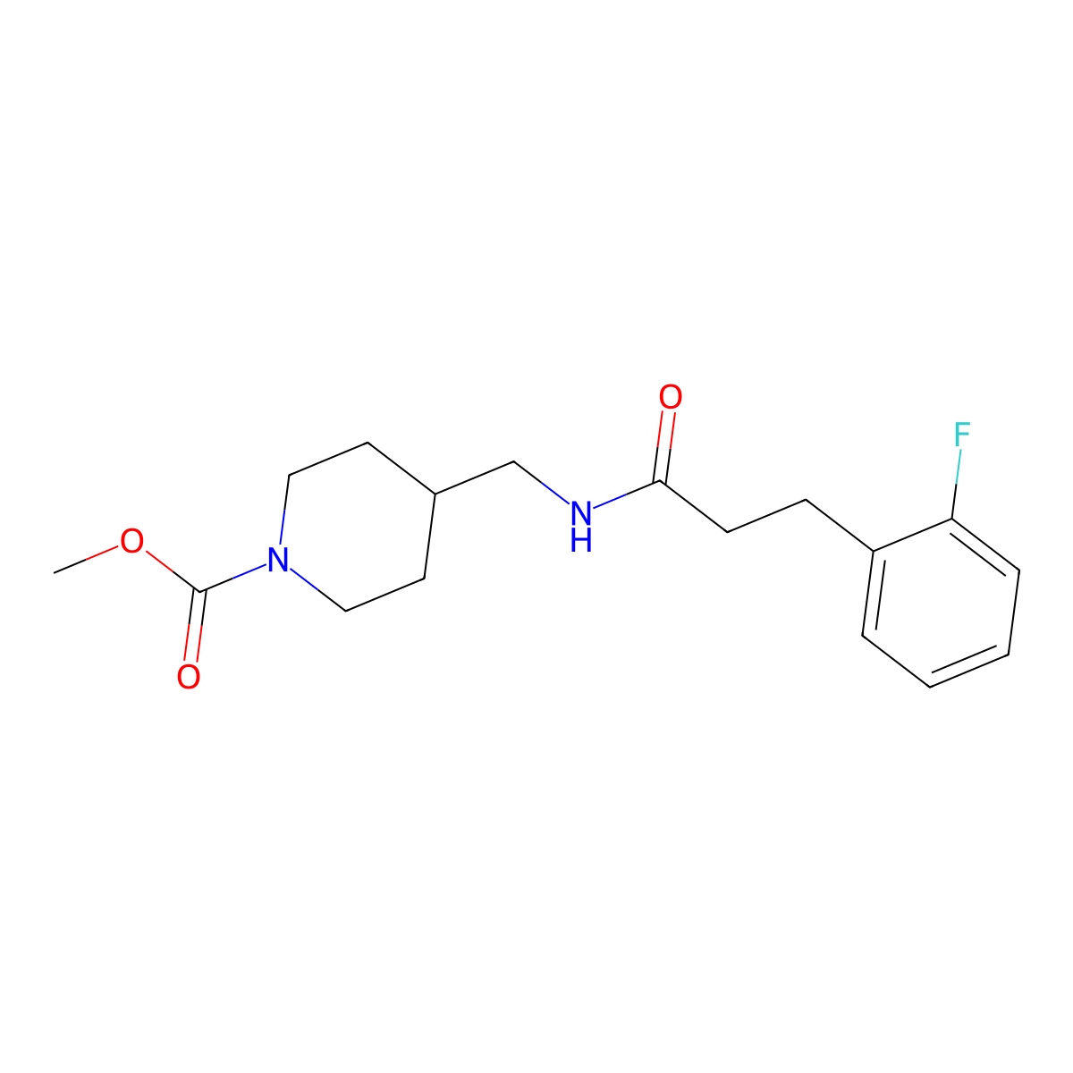 Methyl 4-{[3-(2-fluorophenyl)propanamido]methyl}piperidine-1-carboxylate molecular structure, CAS 1797615-03-2