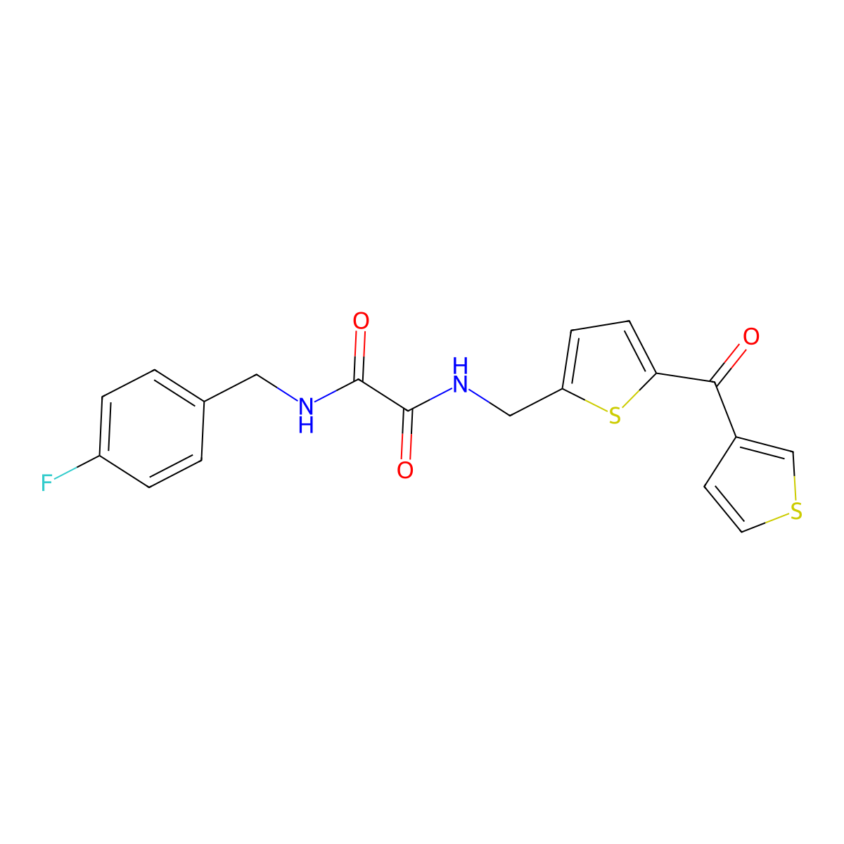 N1-(4-fluorobenzyl)-N2-((5-(thiophene-3-carbonyl)thiophen-2-yl)methyl)oxalamide molecular structure, CAS 1797615-11-2
