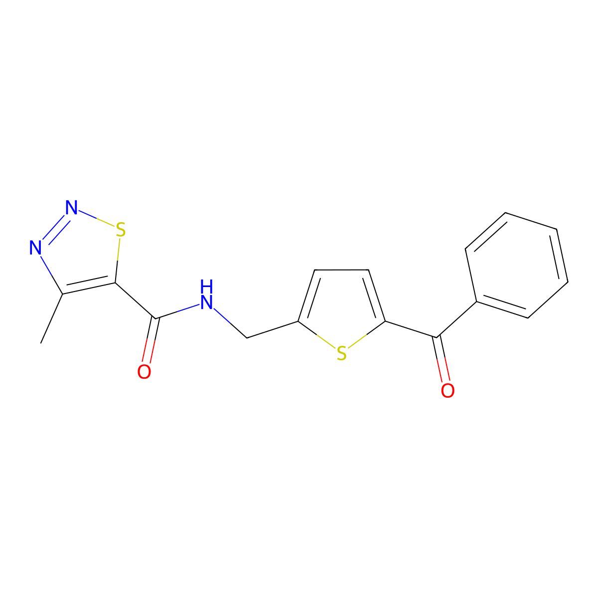 N-[(5-benzoylthiophen-2-yl)methyl]-4-methyl-1,2,3-thiadiazole-5-carboxamide molecular structure, CAS 1797615-21-4