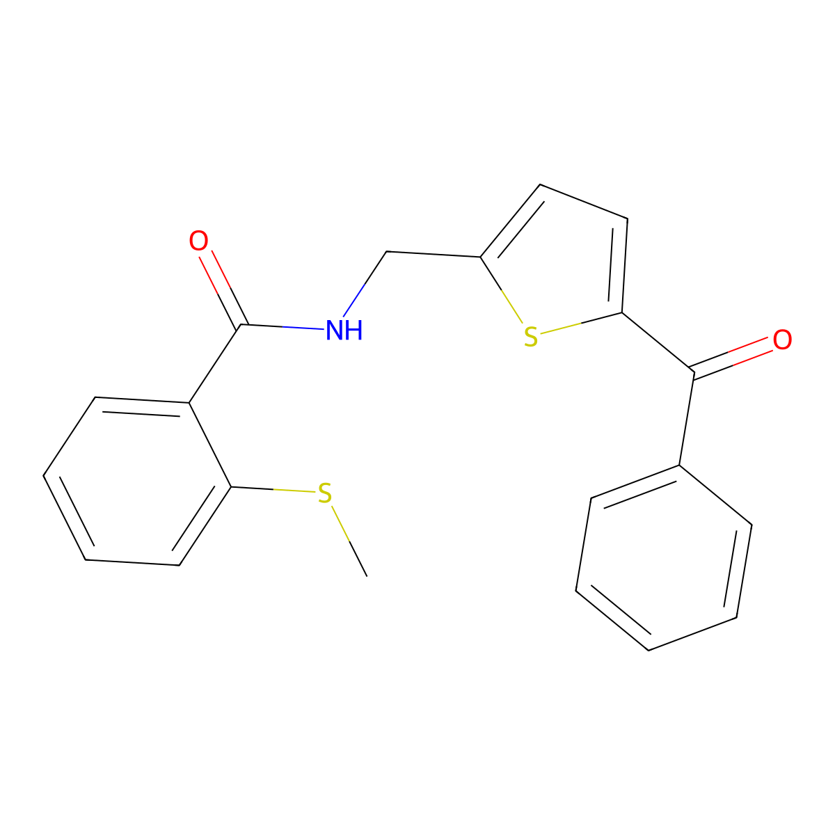N-((5-benzoylthiophen-2-yl)methyl)-2-(methylthio)benzamide molecular structure, CAS 1797615-37-2