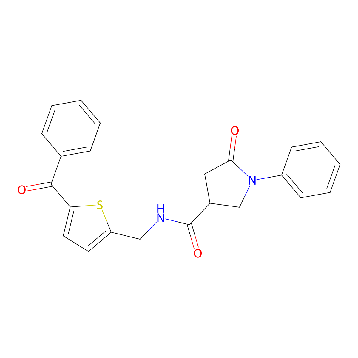 N-[(5-benzoylthiophen-2-yl)methyl]-5-oxo-1-phenylpyrrolidine-3-carboxamide molecular structure, CAS 1797615-43-0