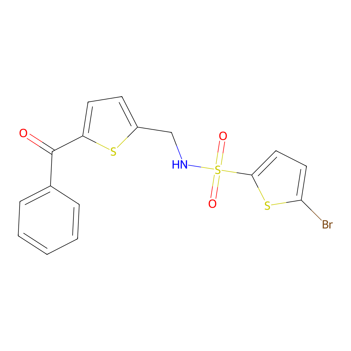 N-[(5-benzoylthiophen-2-yl)methyl]-5-bromothiophene-2-sulfonamide molecular structure, CAS 1797615-53-2