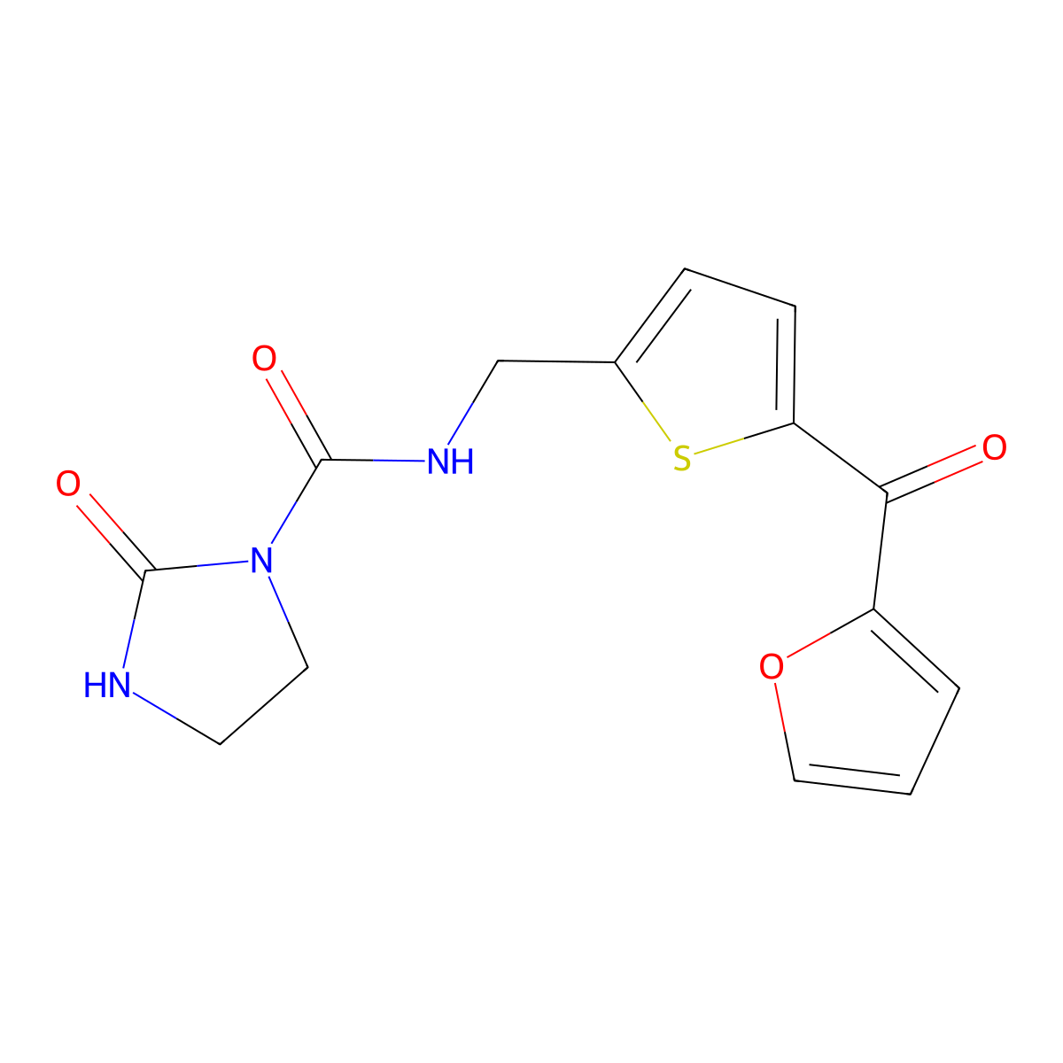 N-((5-(furan-2-carbonyl)thiophen-2-yl)methyl)-2-oxoimidazolidine-1-carboxamide molecular structure, CAS 1797615-73-6