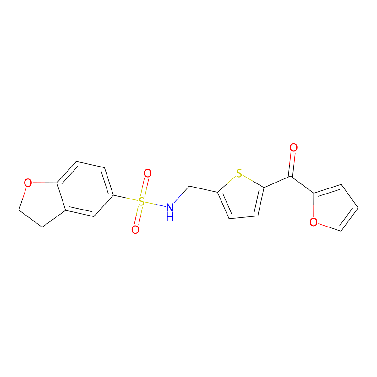 N-((5-(furan-2-carbonyl)thiophen-2-yl)methyl)-2,3-dihydrobenzofuran-5-sulfonamide molecular structure, CAS 1797615-80-5