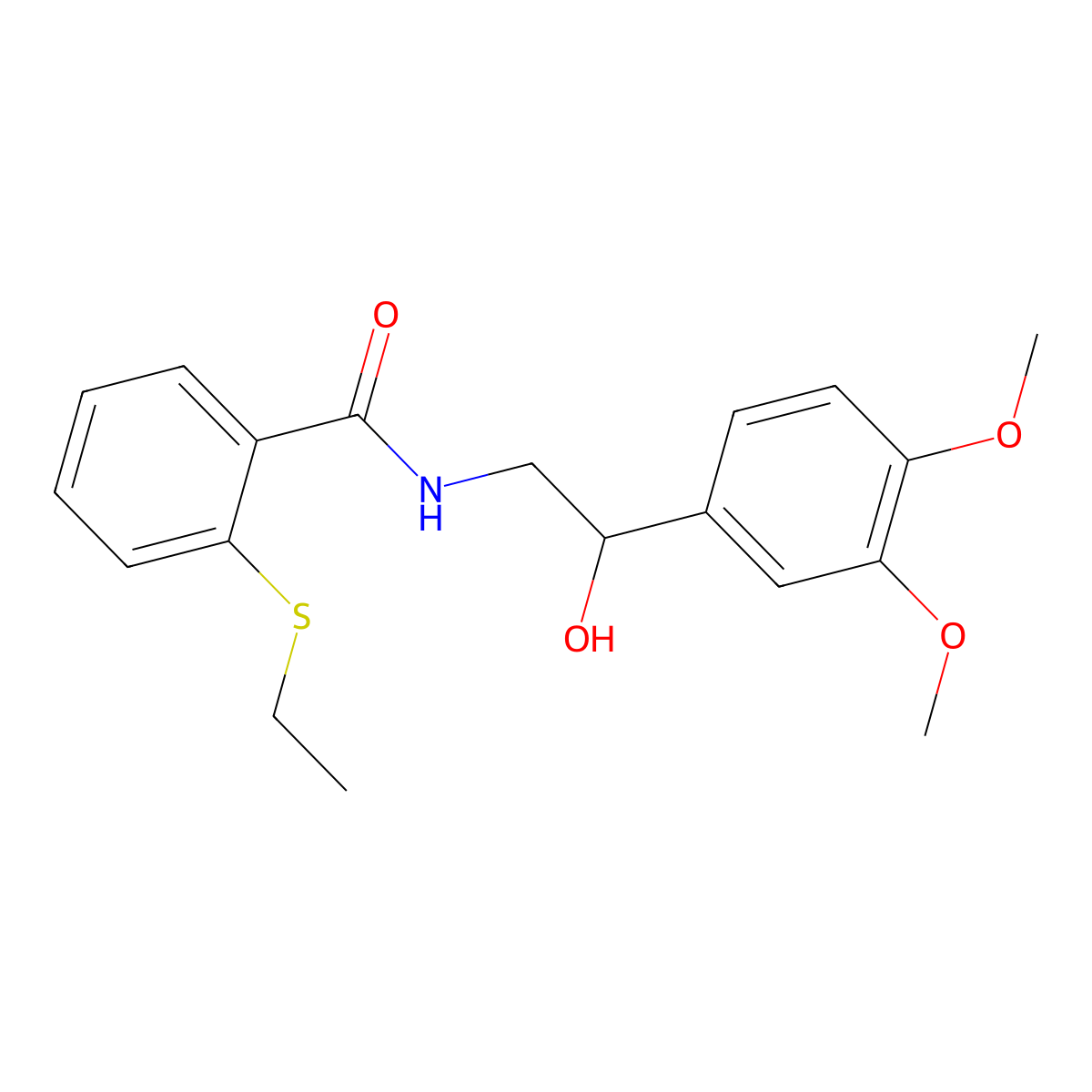 N-(2-(3,4-dimethoxyphenyl)-2-hydroxyethyl)-2-(ethylthio)benzamide molecular structure, CAS 1797616-11-5