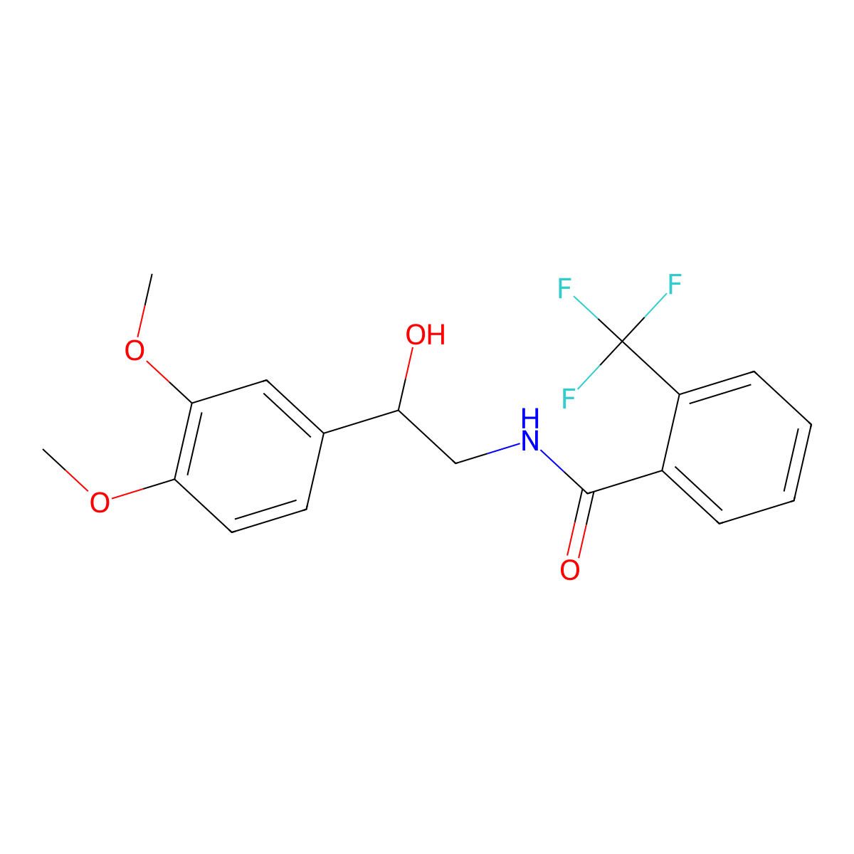 N-[2-(3,4-dimethoxyphenyl)-2-hydroxyethyl]-2-(trifluoromethyl)benzamide molecular structure, CAS 1797616-15-9