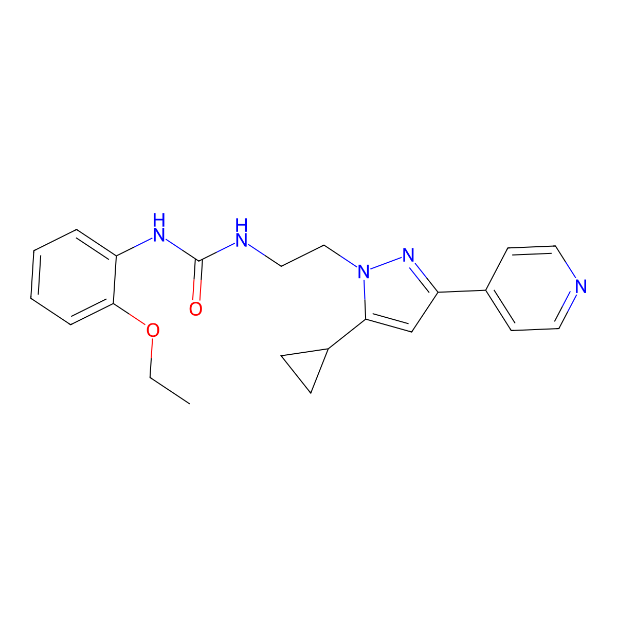 1-(2-(5-cyclopropyl-3-(pyridin-4-yl)-1H-pyrazol-1-yl)ethyl)-3-(2-ethoxyphenyl)urea molecular structure, CAS 1797616-51-3