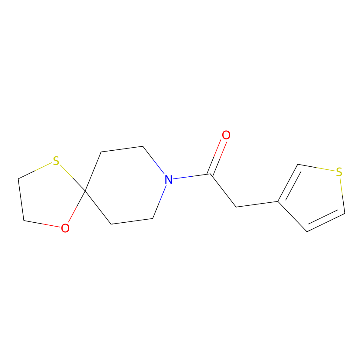 1-(1-Oxa-4-thia-8-azaspiro[4.5]decan-8-yl)-2-(thiophen-3-yl)ethanone molecular structure, CAS 1797617-35-6