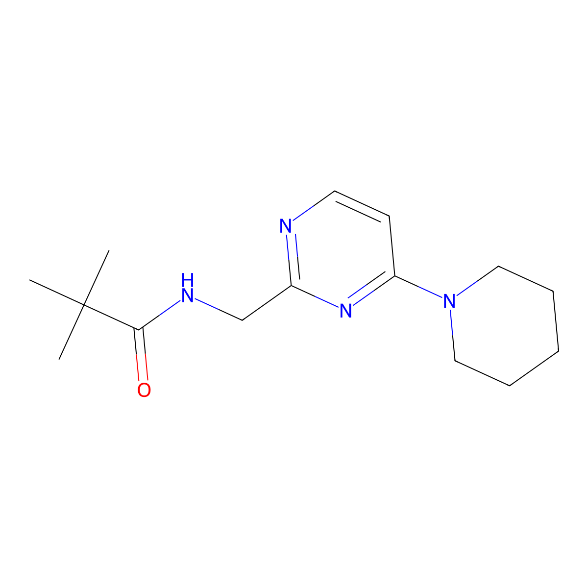 N-((4-(piperidin-1-yl)pyrimidin-2-yl)methyl)pivalamide molecular structure, CAS 1797618-85-9