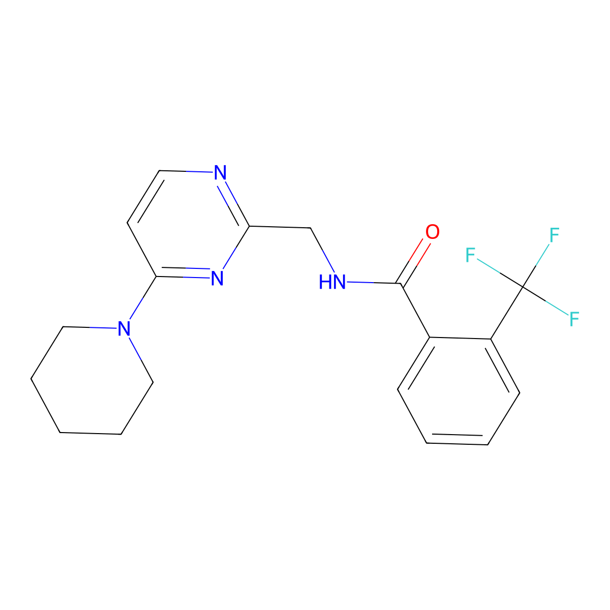 N-{[4-(piperidin-1-yl)pyrimidin-2-yl]methyl}-2-(trifluoromethyl)benzamide molecular structure, CAS 1797618-98-4