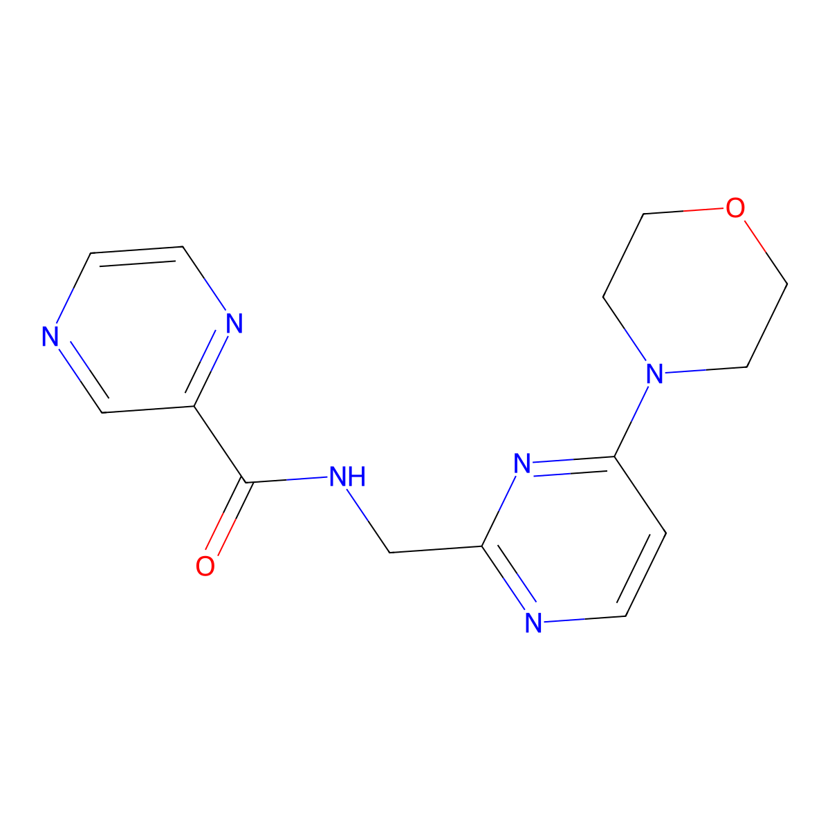 N-((4-morpholinopyrimidin-2-yl)methyl)pyrazine-2-carboxamide molecular structure, CAS 1797619-17-0