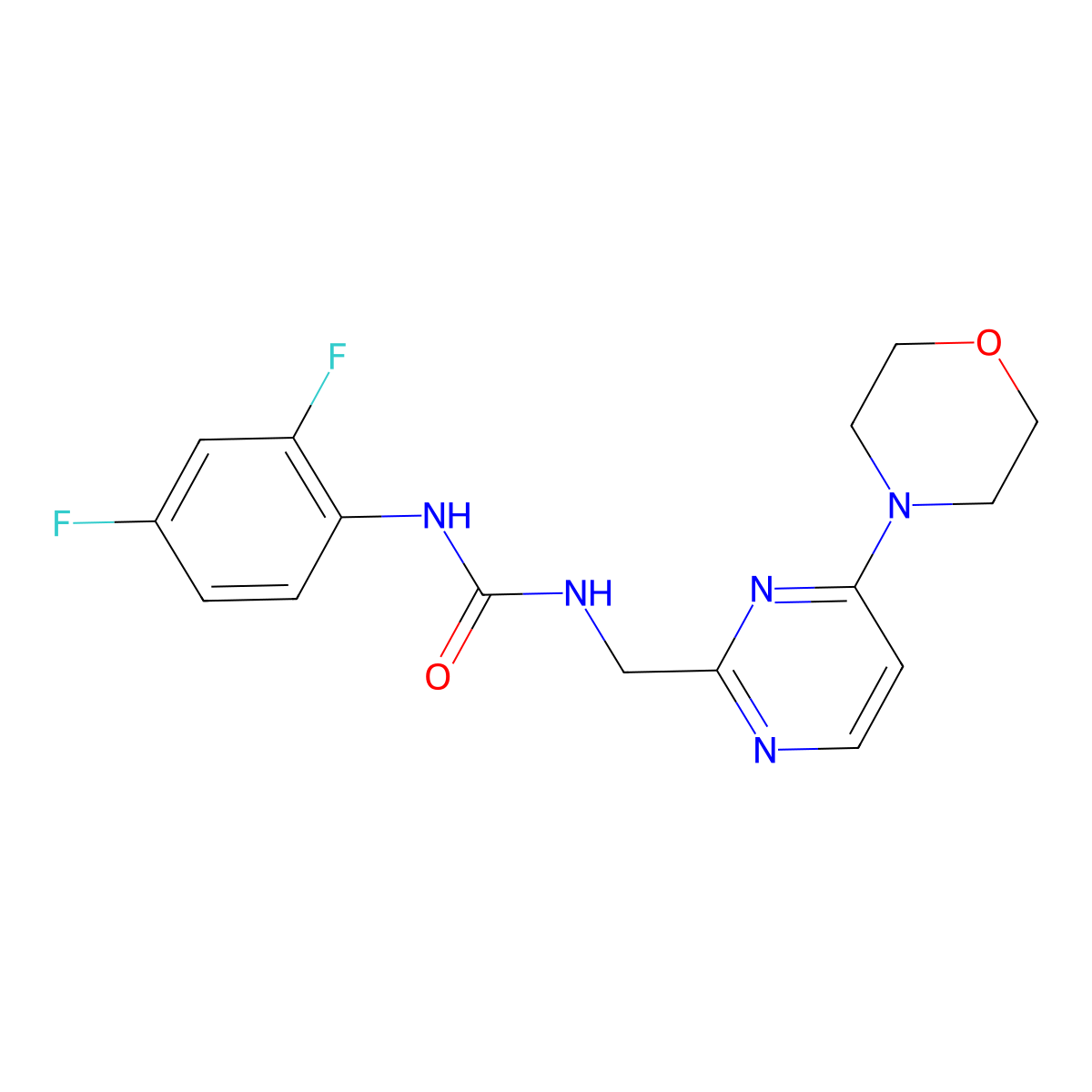 1-(2,4-Difluorophenyl)-3-((4-morpholinopyrimidin-2-yl)methyl)urea molecular structure, CAS 1797619-21-6