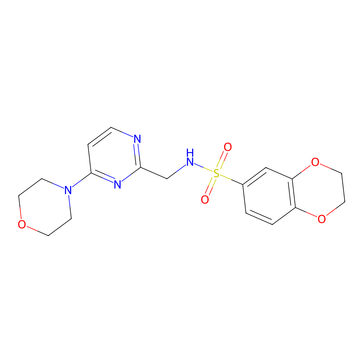 N-((4-morpholinopyrimidin-2-yl)methyl)-2,3-dihydrobenzo[b][1,4]dioxine-6-sulfonamide molecular structure, CAS 1797619-26-1