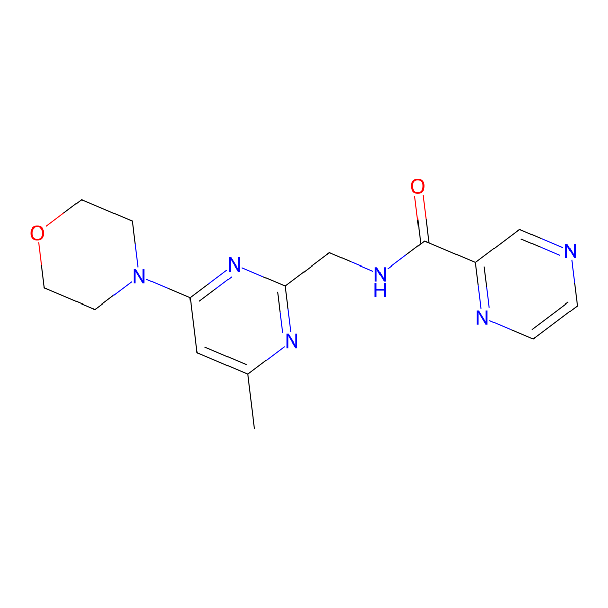 N-((4-methyl-6-morpholinopyrimidin-2-yl)methyl)pyrazine-2-carboxamide molecular structure, CAS 1797619-37-4