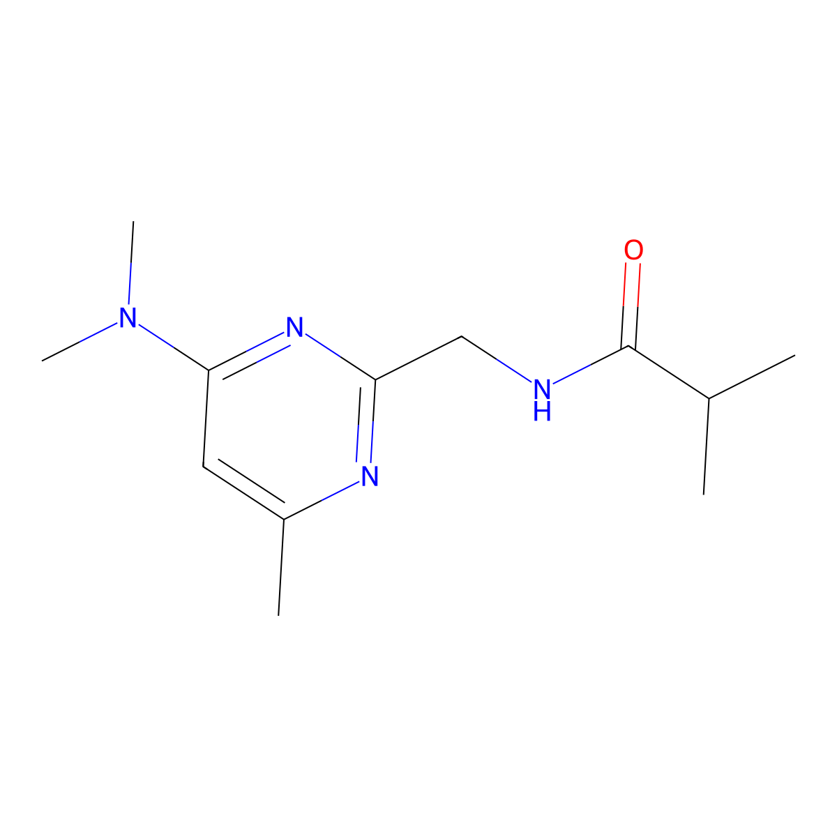 N-((4-(dimethylamino)-6-methylpyrimidin-2-yl)methyl)isobutyramide molecular structure, CAS 1797619-42-1