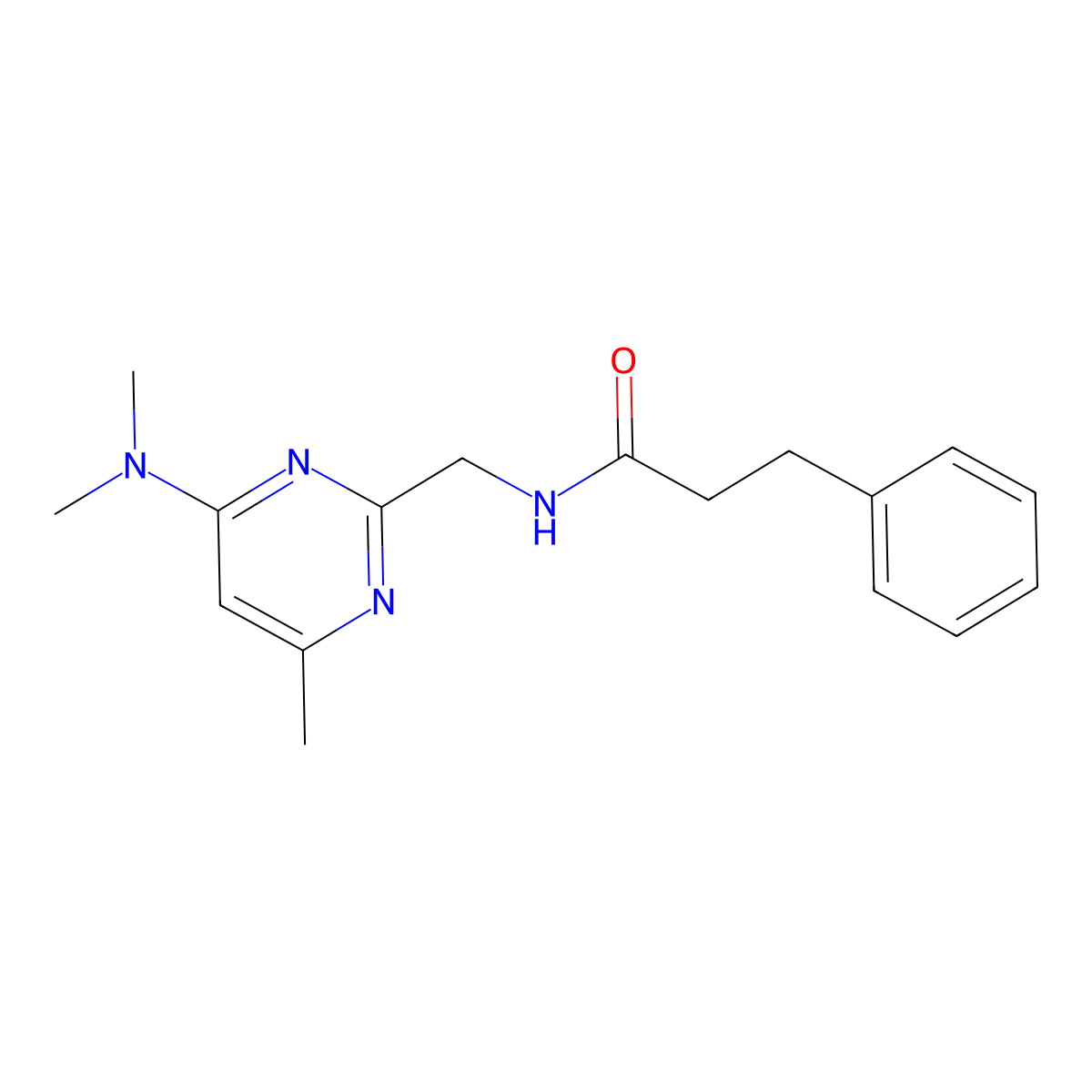 N-{[4-(dimethylamino)-6-methylpyrimidin-2-yl]methyl}-3-phenylpropanamide molecular structure, CAS 1797619-55-6