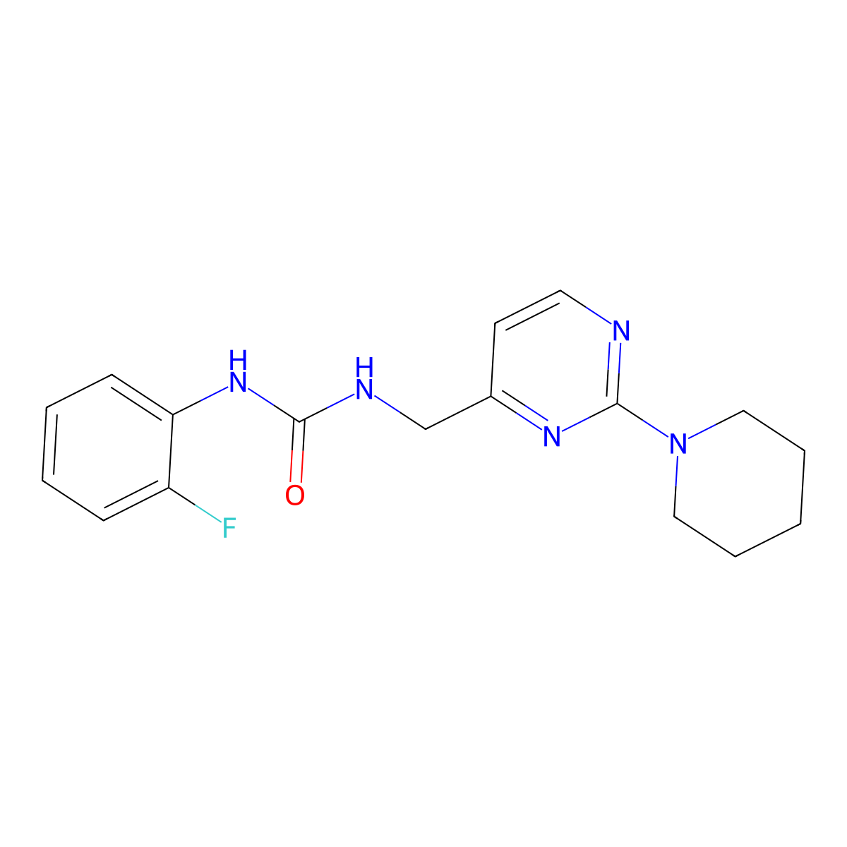 1-(2-Fluorophenyl)-3-{[2-(piperidin-1-yl)pyrimidin-4-yl]methyl}urea molecular structure, CAS 1797620-07-5