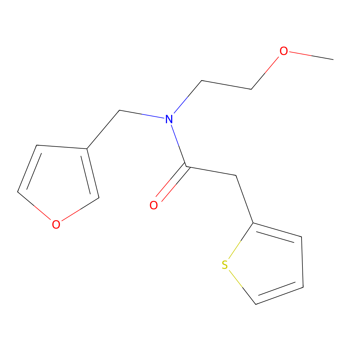 N-(furan-3-ylmethyl)-N-(2-methoxyethyl)-2-(thiophen-2-yl)acetamide molecular structure, CAS 1797620-42-8