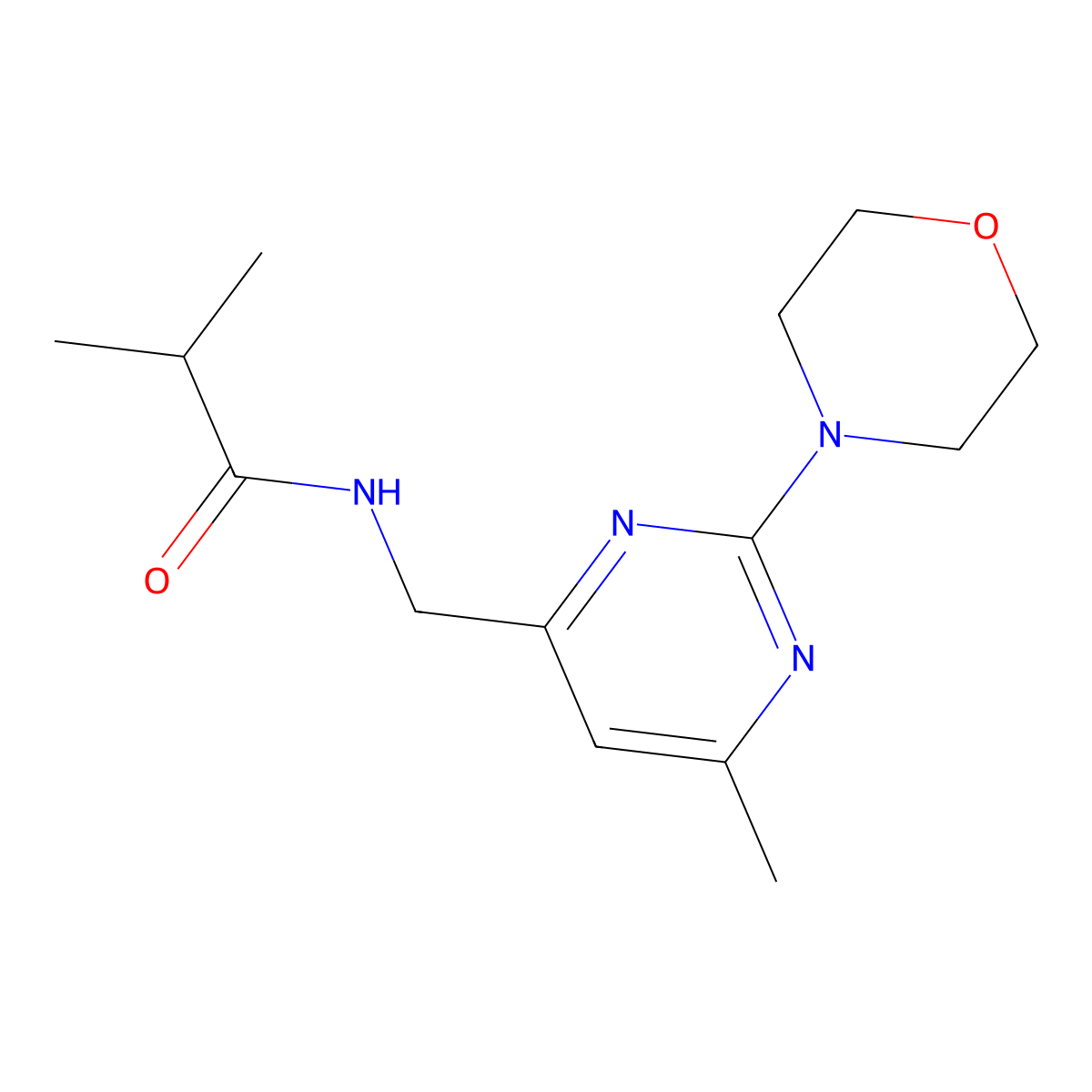 N-((6-methyl-2-morpholinopyrimidin-4-yl)methyl)isobutyramide molecular structure, CAS 1797620-48-4