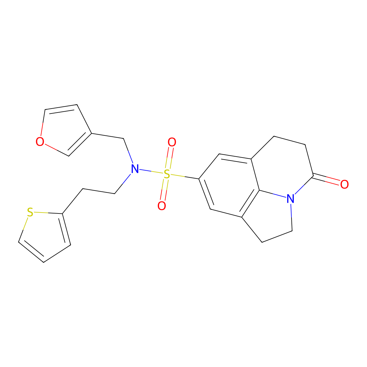 N-[(furan-3-yl)methyl]-11-oxo-N-[2-(thiophen-2-yl)ethyl]-1-azatricyclo[6.3.1.0^{4,12}]dodeca-4(12),5,7-triene-6-sulfonamide molecular structure, CAS 1797620-53-1