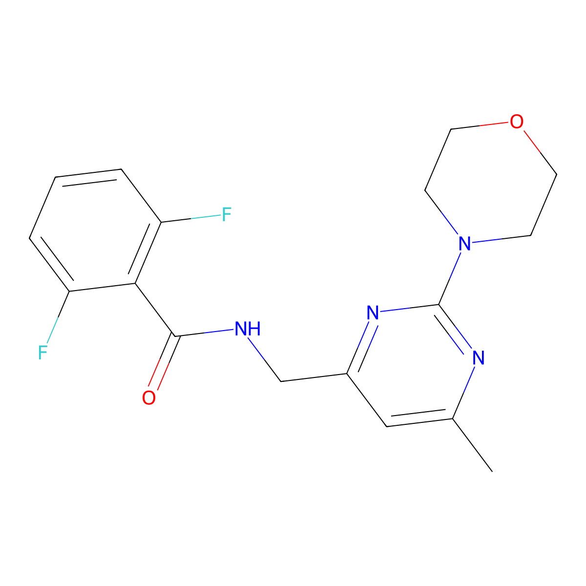 2,6-difluoro-N-{[6-methyl-2-(morpholin-4-yl)pyrimidin-4-yl]methyl}benzamide molecular structure, CAS 1797620-57-5