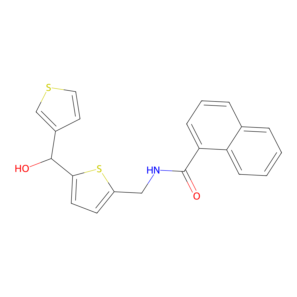 N-((5-(hydroxy(thiophen-3-yl)methyl)thiophen-2-yl)methyl)-1-naphthamide molecular structure, CAS 1797620-72-4