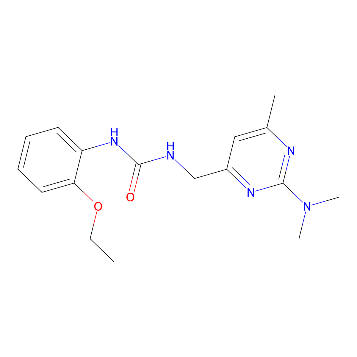 1-((2-(Dimethylamino)-6-methylpyrimidin-4-yl)methyl)-3-(2-ethoxyphenyl)urea molecular structure, CAS 1797620-77-9