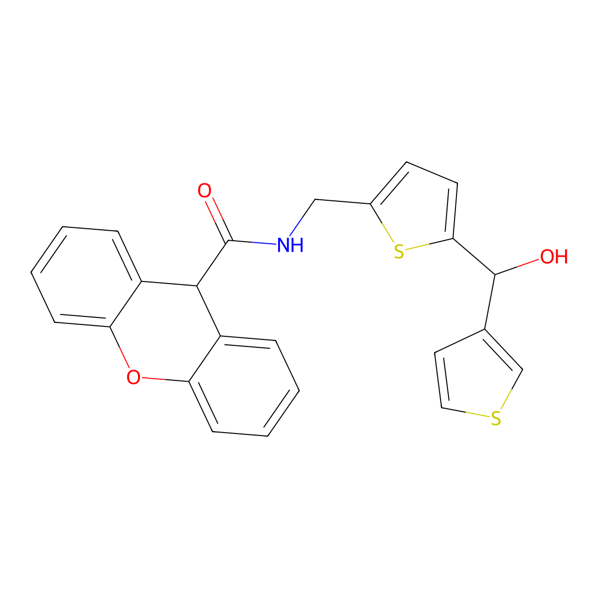 N-((5-(hydroxy(thiophen-3-yl)methyl)thiophen-2-yl)methyl)-9H-xanthene-9-carboxamide molecular structure, CAS 1797620-85-9