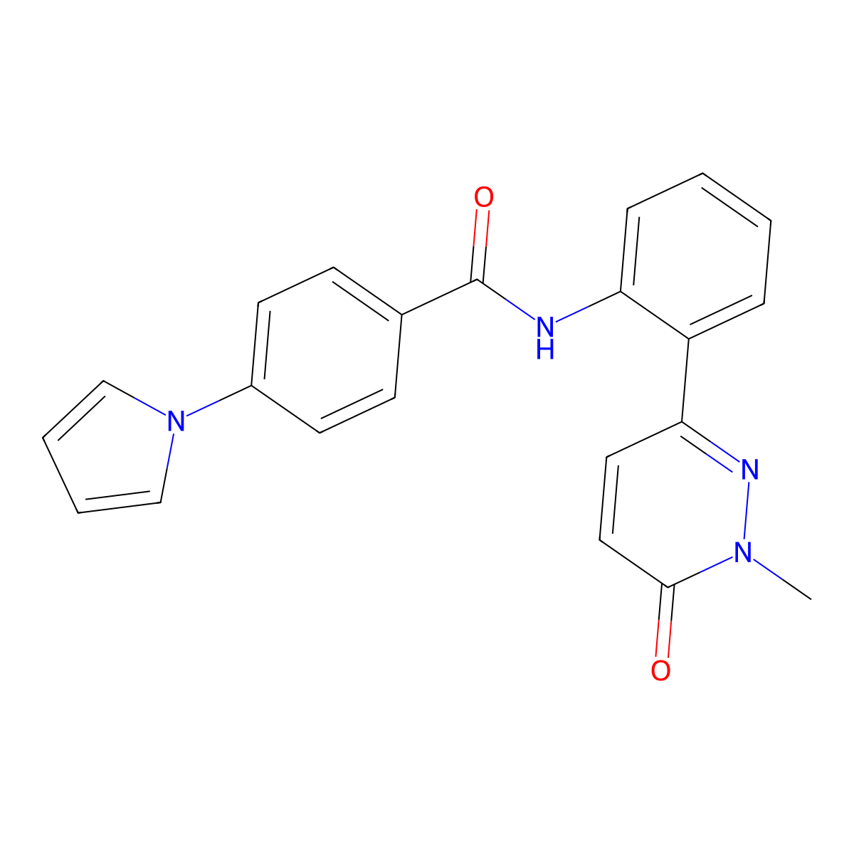 N-[2-(1-methyl-6-oxo-1,6-dihydropyridazin-3-yl)phenyl]-4-(1H-pyrrol-1-yl)benzamide molecular structure, CAS 1797621-54-5