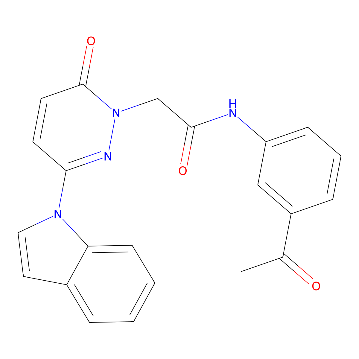 2-(3-(1H-indol-1-yl)-6-oxopyridazin-1(6H)-yl)-N-(3-acetylphenyl)acetamide molecular structure, CAS 1797621-77-2