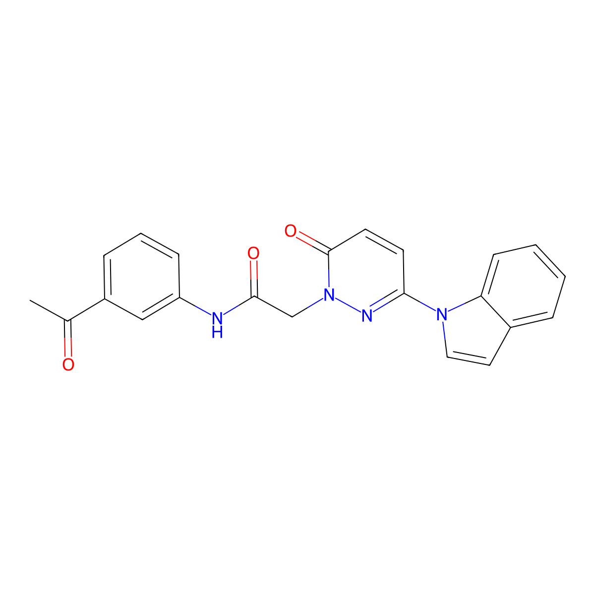 2-(3-(1H-indol-1-yl)-6-oxopyridazin-1(6H)-yl)-N-(3-acetylphenyl)acetamide molecular structure, CAS 1797621-77-2