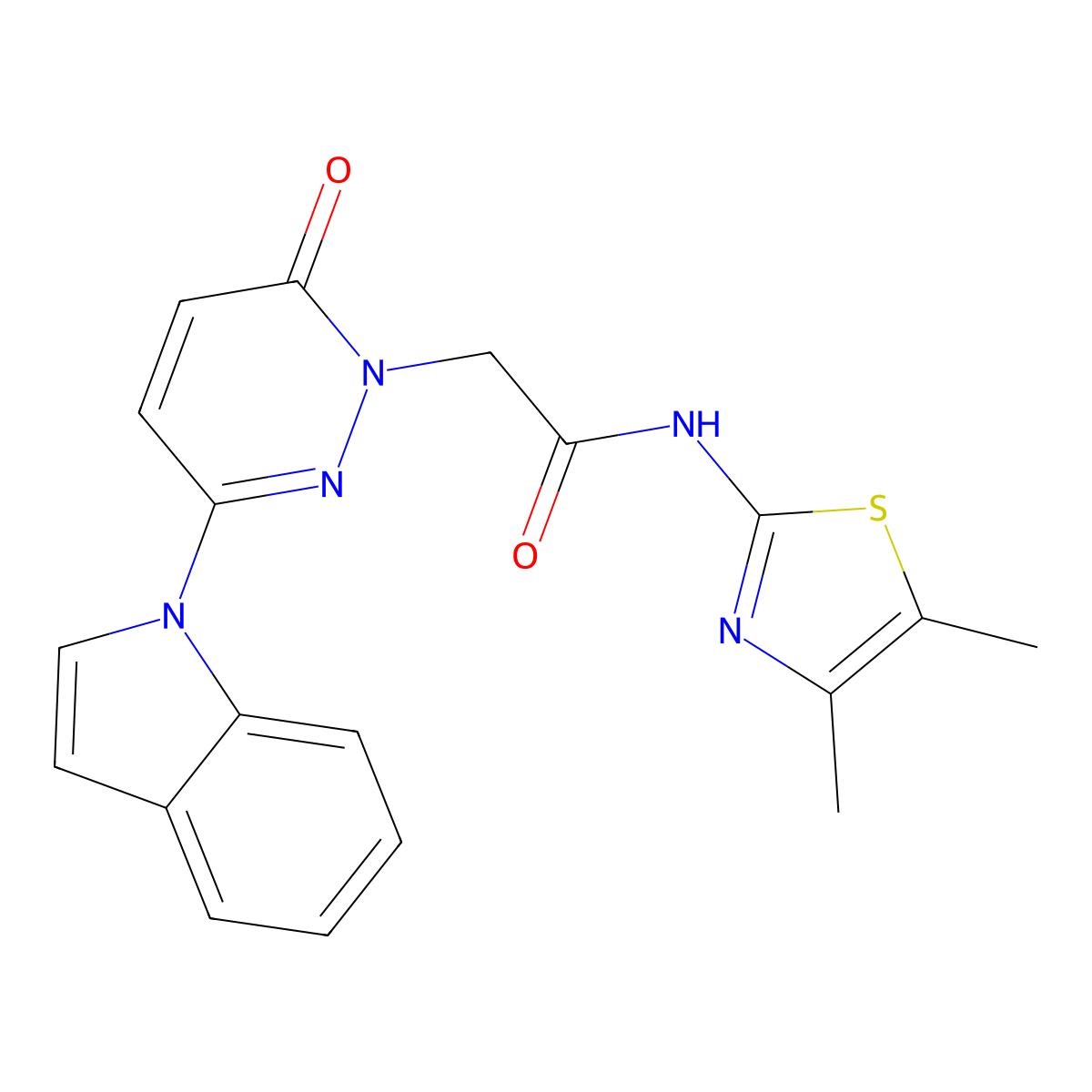 2-(3-(1H-indol-1-yl)-6-oxopyridazin-1(6H)-yl)-N-(4,5-dimethylthiazol-2-yl)acetamide molecular structure, CAS 1797621-85-2