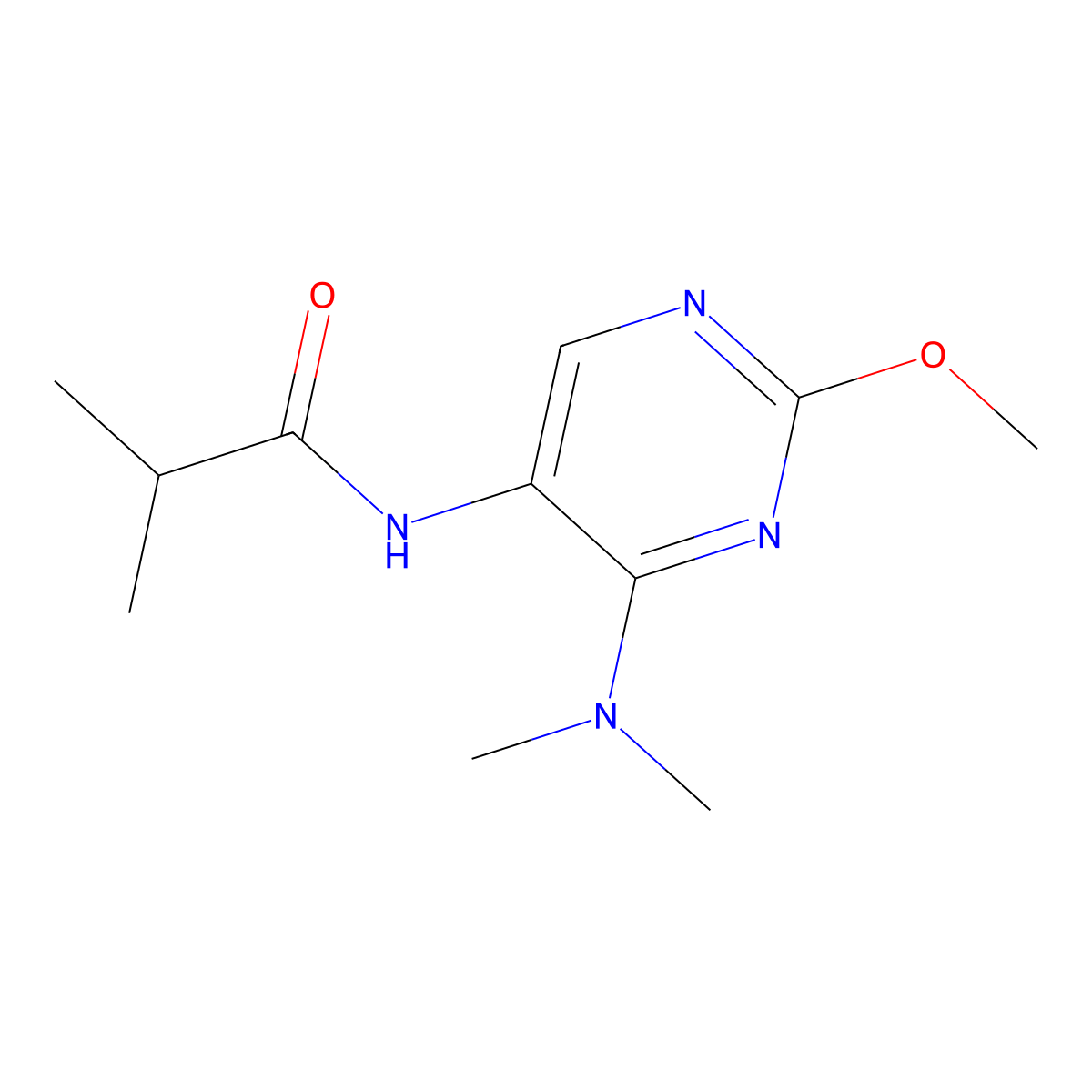 N-(4-(dimethylamino)-2-methoxypyrimidin-5-yl)isobutyramide molecular structure, CAS 1797622-07-1