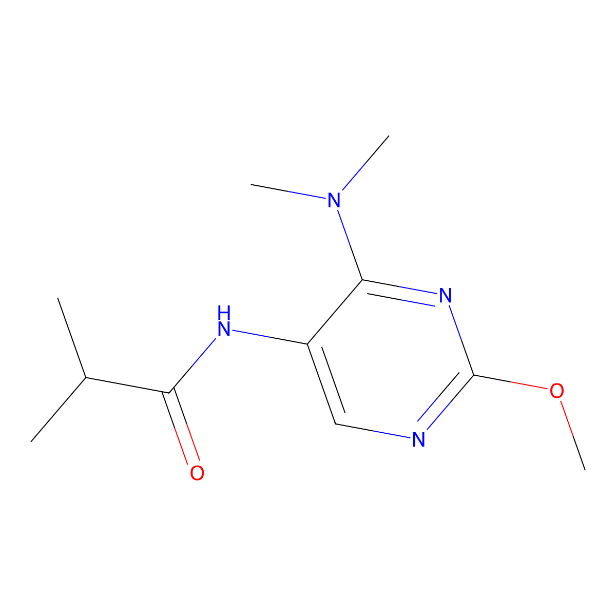 N-(4-(dimethylamino)-2-methoxypyrimidin-5-yl)isobutyramide molecular structure, CAS 1797622-07-1