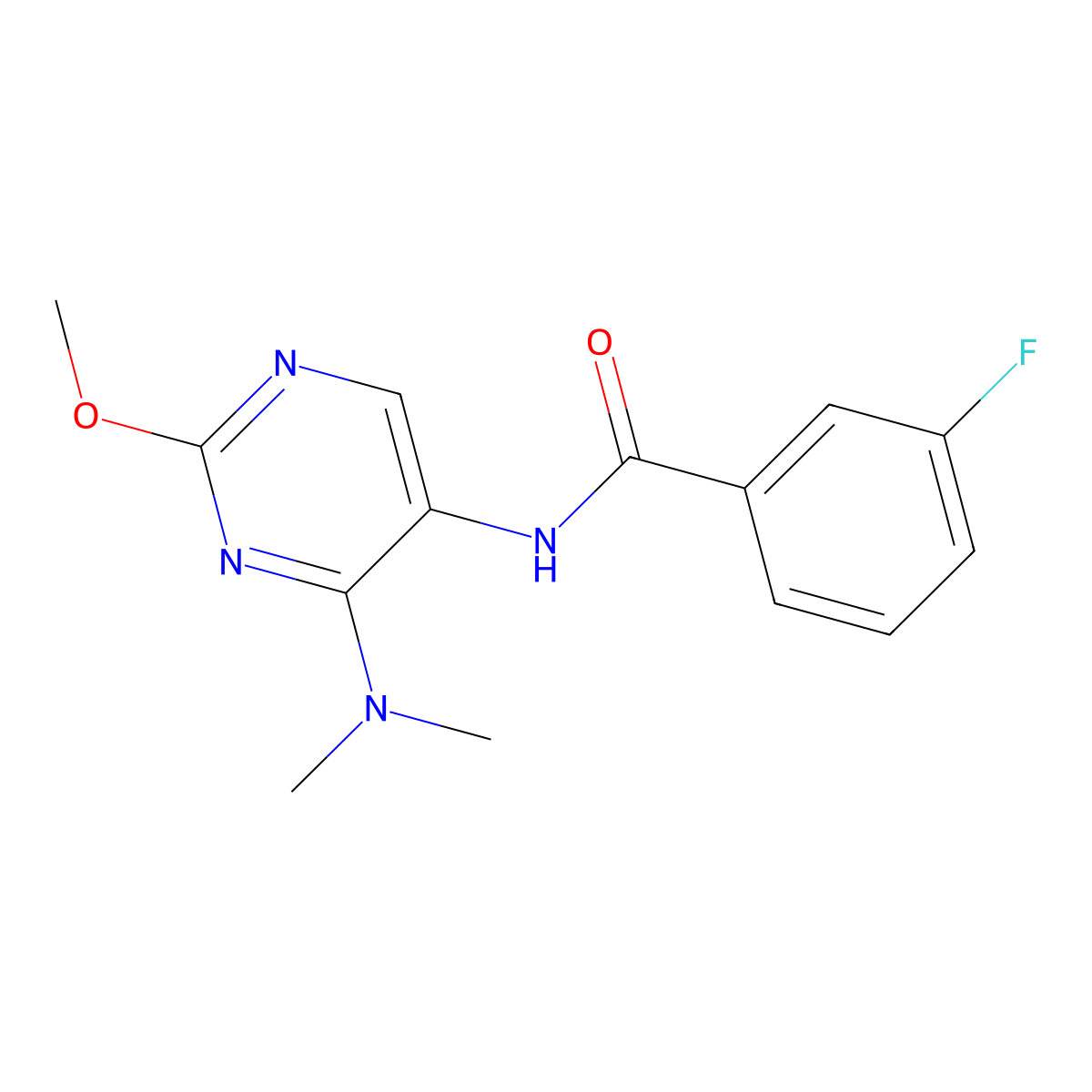 N-[4-(dimethylamino)-2-methoxypyrimidin-5-yl]-3-fluorobenzamide molecular structure, CAS 1797622-12-8